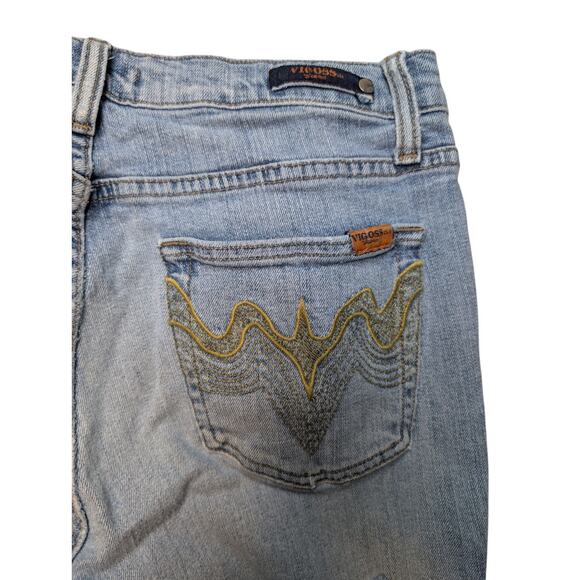 Vintage Y2K Vigoss Boot Jeans Womens 13/14 Mid Rise Rise Stretch Distressed - Picture 7 of 11